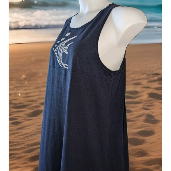 Vintage Copa Cabana Blue Fish Long Maxi T-Shirt Dress Size P Large Made in USA - Picture 4 of 7